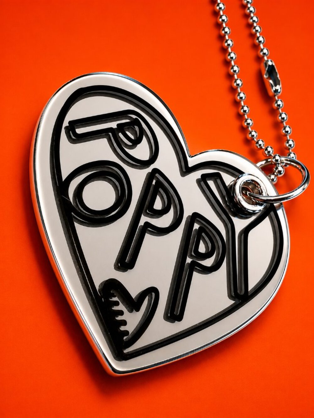 COACH Poppy Graffiti Heart Mirror Acrylic Bag Charm Keychain Silver Y2K Rare - Picture 5 of 9